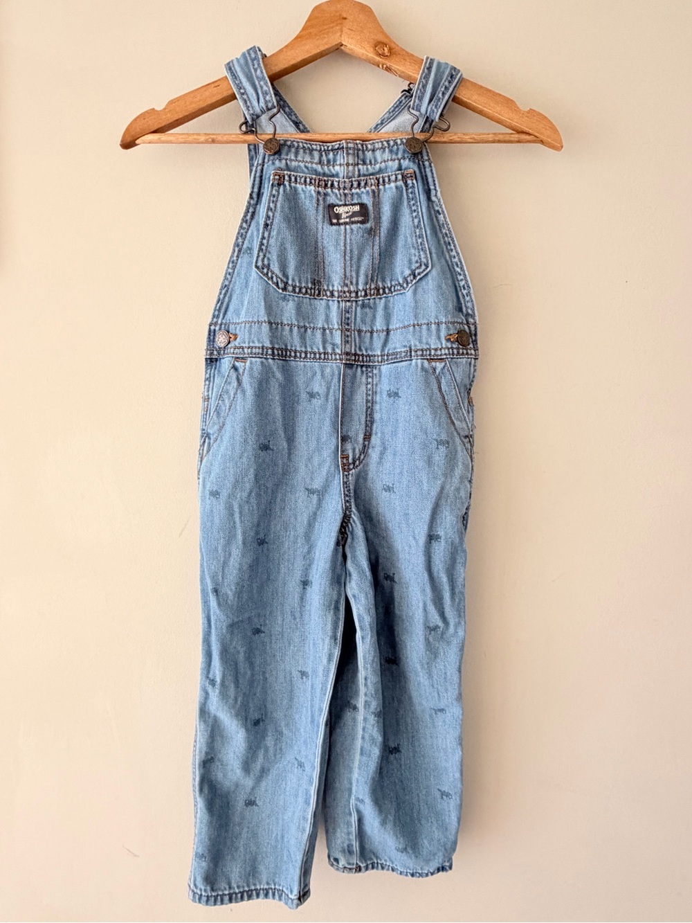 5T OshKosh B'gosh Train 🚂 Print Denim Overalls Size